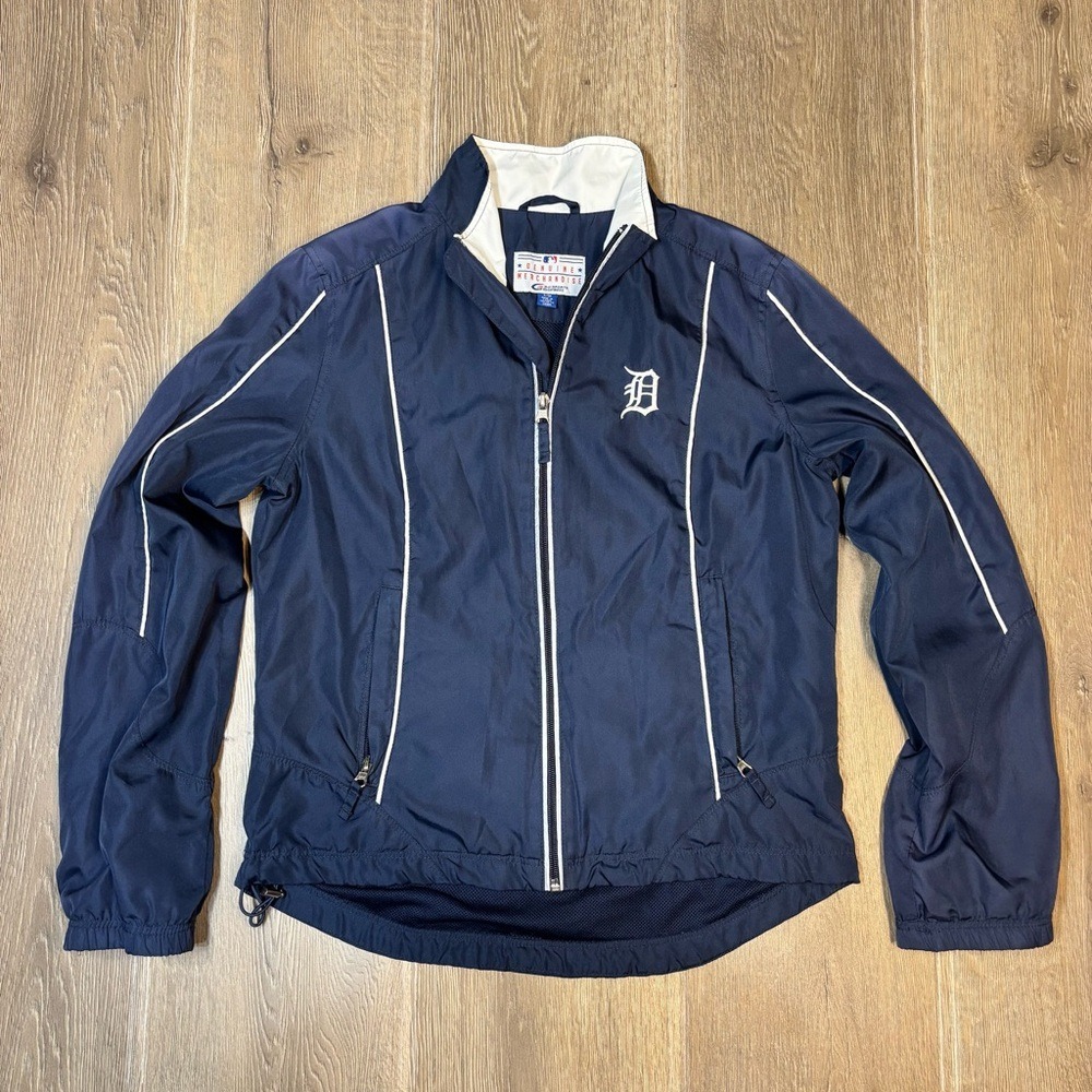 Detroit Tigers MLB G-III Sports Full Zip Windbreaker Jacket Navy Blue Small